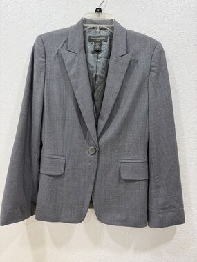 Banana Republic Gray, Wool, Single-Button Tailored Blazer, Size 10